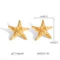 Boucles d'oreilles étoile de mer en acier inoxydable doré 18K avec texture spirale - Style Étoile de Mer (HC-E10346)