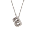 Zilveren ballonletter B hanger ketting met gepolijst oppervlak en fijne kralenketting - Letter B / Staalkleur