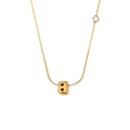 Vergoldete Halskette mit Bubble-Buchstaben B und Zirkon-Detail an feiner O-Gliederkette - Gold-B