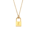 Goldene Edelstahlkette mit einem geschichteten Vorhängeschloss-Anhänger und Gravur A - Buchstabe A