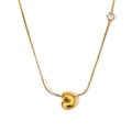 Polierte 18K vergoldete S-Buchstaben Bubble-Halskette mit einzelnem Zirkonia-Detail - Gold-C