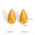 Boucles d'oreilles goutte en acier inoxydable doré 18K avec finition miroir lisse - Grande Goutte d'Eau (HC-E10432)