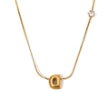 18K vergoldete Edelstahlhalskette mit Blasenbuchstabe D Anhänger und Zirkonia - Gold-D