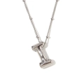 3D ballon letter I hanger ketting in gepolijst zilver met fijne schakelketting - Letter I / Staalkleur
