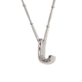 Zilveren ketting met letter J hanger in ballonstijl en gepolijst spiegeloppervlak - Letter J / Staalkleur