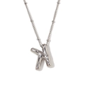 Zilveren Puffy Letter H Ballon Hanger Ketting met Hoogglans en Bolletjesketting - Letter K / Staalkleur