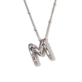 3D-ballonstijl zilveren letter M hanger ketting met fijne kralen ronde schakelketting - Letter M / Staalkleur