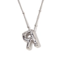 Ketting met letter R hanger in ballonstijl, gepolijst zilver met kralenketting - Letter R / Staalkleur