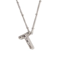Minimalistische 3D bubble letter T hanger ketting van zilver roestvrij staal dames - Letter T / Staalkleur