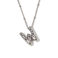 Gepolijste zilveren ballon letter W hanger ketting met kralen roestvrijstalen ketting - Letter W / Staalkleur