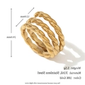 Dreifach gedrehter Seilring aus 316L Edelstahl mit 18K Goldbeschichtung für Damen - Dreischichtiger Spiral-Twist-Offen-Stil / Gold