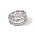 Dreilagiger Spiralring in Silber mit Vintage-Seilstruktur und gewundenem Design - Dreischichtiger Spiral-Twist-Offen-Stil / Stahlfarben