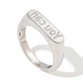 Anello chevalier minimalista in acciaio argento con incisione ovale da donna - Taglia 7 / Stile Inciso in Inglese (YLR5100) / Colore acciaio