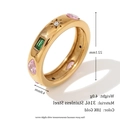 18K vergoldeter Edelstahlring mit bunten Zirkonsteinen in Birnen- und Rechteckform - US 7 / Rechteckiger Tropfen Geometrischer Zirkonia-Stil / Gold