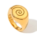 Anello doppio nodo in acciaio inossidabile placcato oro 18K con dettaglio diamante - Taglia 7 / Stile Motivo Conchiglia (YLR5104) / Oro