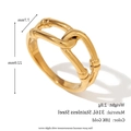 Minimalist 18K gold plated 316L stainless steel double layer bamboo chain open ring - US 7 / Double Layer Hollow Linked Wrap Style / Gold