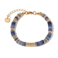 Armband aus 18K vergoldetem Edelstahl mit blauen Natursteinperlen und Kette - Gold-Blauer Jade