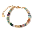 Boho-Armband mit bunten Natursteinperlen und 18K vergoldeten Zwischenperlen - Gold-Mehrfarbig