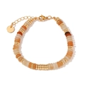 Naturstein-Perlenarmband in Orange mit 18K vergoldeten Zwischenperlen und Karabiner - Gold-Gelber Jade