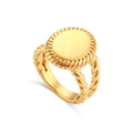 Retro 18K gold plated stainless steel ring with twisted rope oval signet design - US 6 / Gold