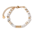 18K vergoldetes Edelstahl-Perlenarmband mit Akzenten aus weißem Marmorstein - Gold-Weißer Türkis