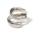 Minimalistische zilverkleurige wikkelring met hoogglans gepolijste spiegelafwerking - Drielaagse Open Spiraalstijl (Zilver)