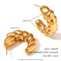 Klobige 18K vergoldete Edelstahl-Creolen mit gedrehtem Design und 33,5 mm Durchmesser - Hohle Croissant-Halbmond-Ohrringe - Gold