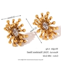 Massiver 18K vergoldeter Edelstahl-Ohrring mit zentralem klarem Kristallstein - Ovale Zirkonia Feuerwerk Ohrstecker - Gold