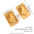 Schicke 18K vergoldete Edelstahl-Ohrringe mit Hammerschlag-Textur und Hohlgeometrie - 3D Unregelmäßige Herz Rechteckige Ohrstecker - Gold