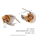 Zweifarbige, 18K vergoldete Edelstahl-Ohrringe mit gedrehtem Seildesign in Gold und Silber - Mini gedrehte zweifarbige Creolen in C-Form