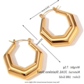 Sechseckige Creolen aus 316L-Edelstahl mit 18K-Vergoldung, Außendurchmesser 30 mm - Sechseckige geometrische hohle Creolen - Gold