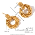 Vintage 18K vergoldete hohle Creolen aus Edelstahl mit gedrehtem Design für Damen - Gedrehte Keks-Textur Creolen-Ohrstecker - Gold