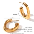 18K vergoldete 316L Edelstahl Creolen mit unregelmäßiger Textur im Vintage Design - Unregelmäßige rechteckige hohle Creolen - Gold