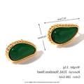 Ohrstecker aus 18K vergoldetem Edelstahl mit dunkelgrünen Steinen in Tropfenform - Gezackte Tropfen-Edelstein-Ohrstecker - Gold Dunkelgrün