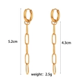 Boucles d'oreilles pendantes en acier inoxydable plaqué or 18K avec maillons - Style de Chaîne à Maillons Trombone / Or