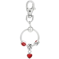 Silver lobster clasp keychain with snake chain O-ring and red enamel heart charms - Red Heart Lips Charm Style (钥匙扣仓库)