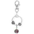Portachiavi fai-da-te argento con ciondolo rosso rubino e incisione di uccelli dettagliata - Stile Ciondolo Rosso con Strass Tondo