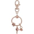 Porte-clés série planète en or rose avec charms étoile scintillante et montgolfière - Style Voyage Ciel Étoilé Montgolfière / Or rose