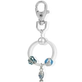 Portachiavi in argento con cuore Happy Journey, globo blu e ciondolo pesce - Combinazione Globo Pesce Cuore / Argento (Ciondolo Blu)