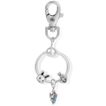 Silver rabbit pendant keychain with snake chain ring and lobster clasp on white background - Silver Rabbit Keychain