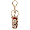 Chic gold car keychain with sparkling crystals and red enamel for bags and keys - Gold Car