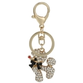 Sparkling crystal-encrusted poodle dog keychain with golden alloy finish and lobster clasp - Gold Pet