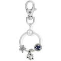 Portachiavi con stella e luna crescente con ciondolo galassia in smalto blu su catena silver - Stile Stella Luna Pianeta Blu
