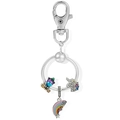 Portachiavi con perline unicorno, ciondolo a cuore arcobaleno e moschettone in argento - Stile Carino Unicorno Arcobaleno Stella