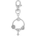 Portachiavi ape argento con perline a cuore su anello a catena a serpente circolare - Argento