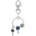 Porte-clés argenté avec pendentifs planète bleue et montgolfière émaillée - Série Planètes (Entrepôt de Porte-clés)