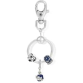 Starry planet DIY keychain with hollow star heart and blue earth planet charms - Silver Blue
