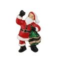 Broche de Papá Noel de esmalte festivo en rojo y blanco con saco de regalos verde - Estilo Papá Noel Saludando (009)