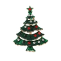 Broche de árbol de Navidad en esmalte verde con brillantes y base dorada - Estilo Árbol de Navidad de Rhinestones de Colores (021)