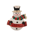Broche de muñeco de nieve navideño con gorro negro, bufanda roja y pancarta de fiesta - Estilo Muñeco de Nieve LET IT SNOW (025)